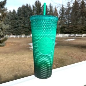 Starbucks-Studded Ombré Green Tumbler